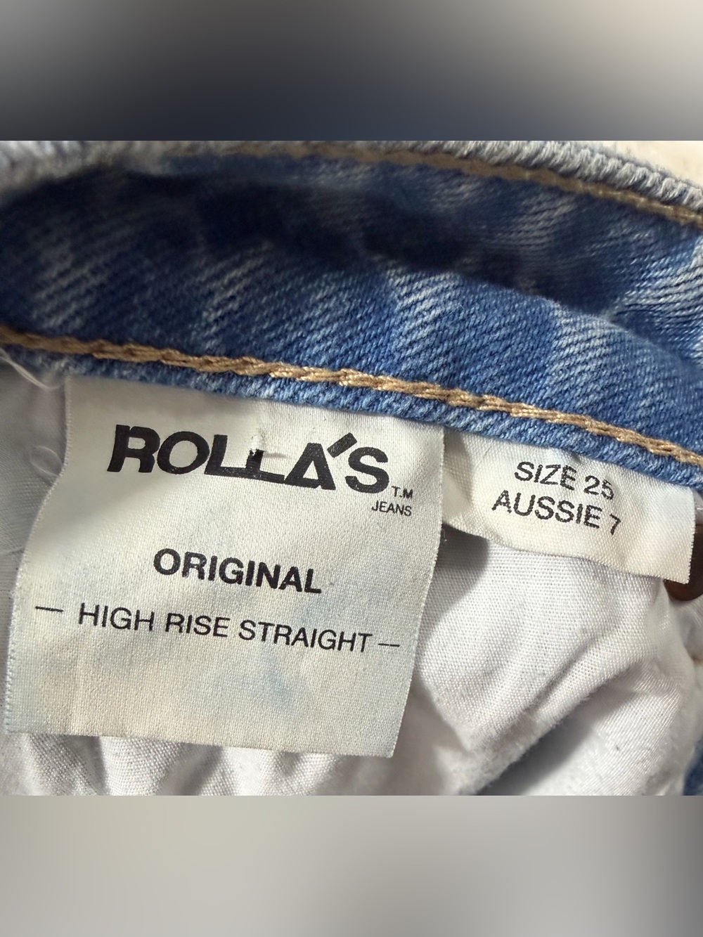 ROLLA’S Original High Rise Straight Jeans in G’day Mate Wash Cotton Size 25 - Picture 7 of 9